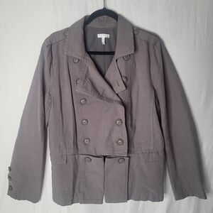 Leith Grey Utility Jacket Cutaway Officer Military Cotton Trench Large